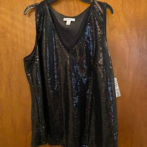 Nine West Black Sequins Top